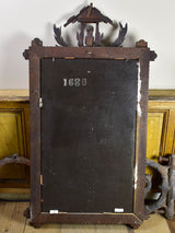Folk art mirror dated 1891 carved wood - Foret Noire 30¾" x 53¼"