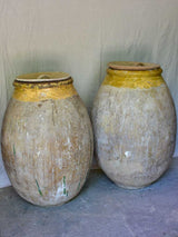 Two very large 18th Century Biot Jars with terracotta lids 41"