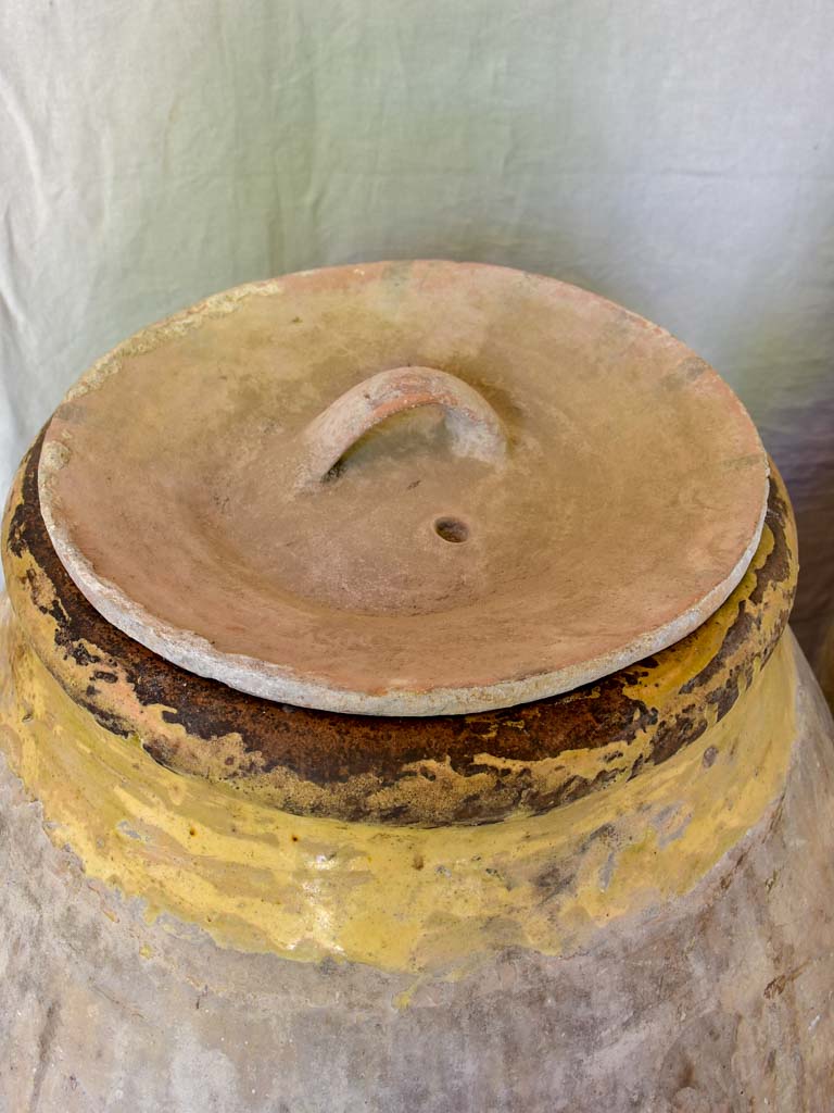 Two very large 18th Century Biot Jars with terracotta lids 41"