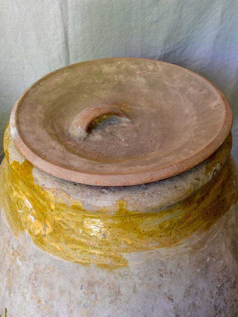 Two very large 18th Century Biot Jars with terracotta lids 41"