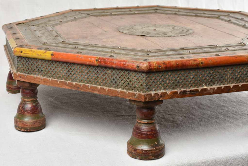 Indonesian Beechwood Table with Brass Accents