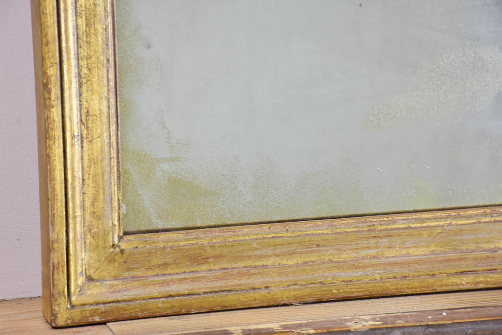 Early 20th Century French rectangular mirror with gold frame 19¾" x 44"