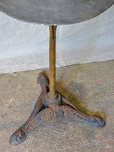 Small antique French bistro table with zinc top and cast iron base