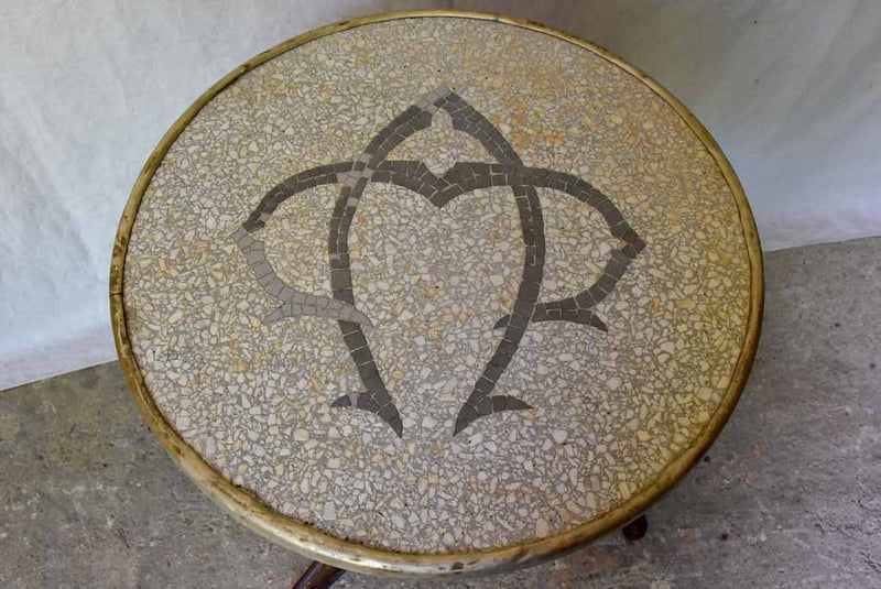 Early 20th Century French bistro table with mosaic monogram