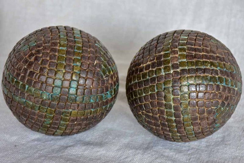 Pair of antique French petanque balls