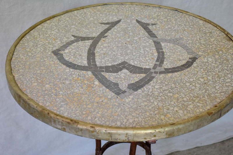 Early 20th Century French bistro table with mosaic monogram