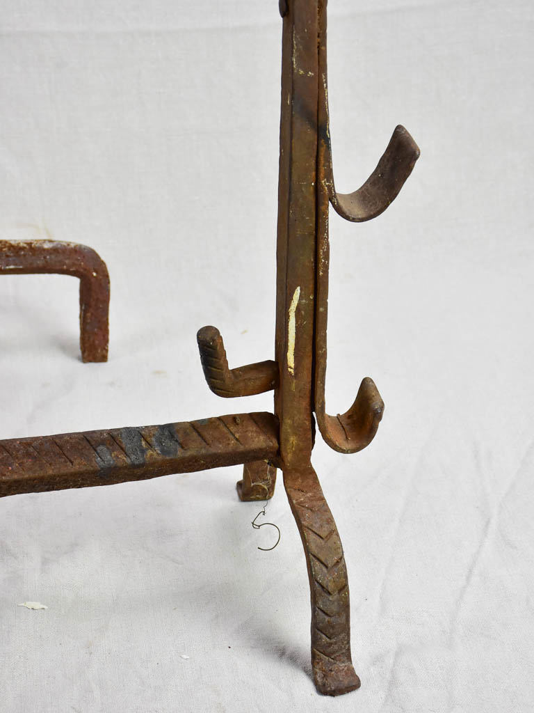 Vintage French Iron Andirons