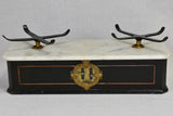 Set of antique French scales with marble top and weights 15¼"