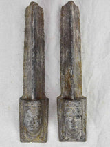 Pair of 18th Century French fireplace andirons with faces 17¾"