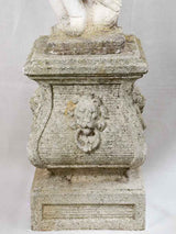 Antique French garden sculpture - cherub on a podium
