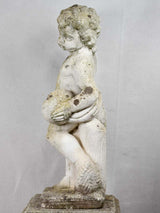 Antique French garden sculpture - cherub on a podium