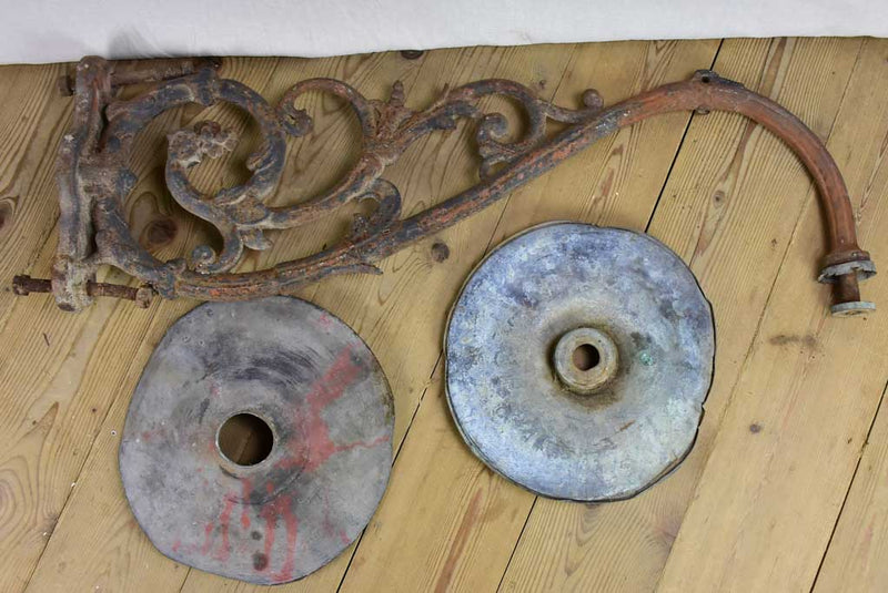 Huge 19th century street wall lamp - cast iron and copper 52"