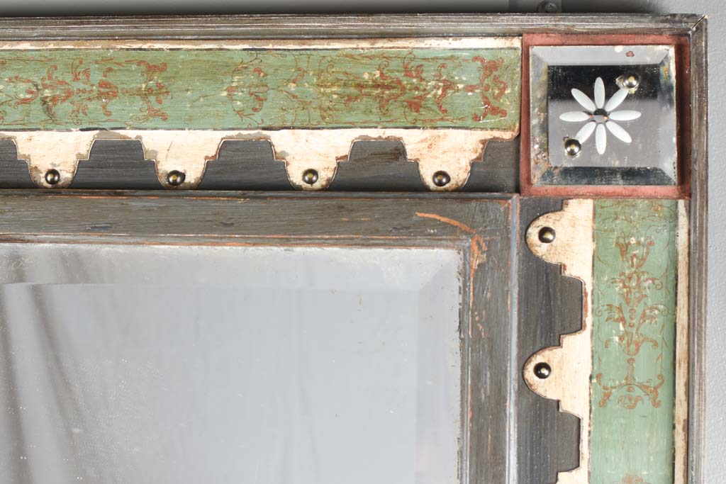Antique mirror in frame made from salvaged elements 72¾" x 49½"