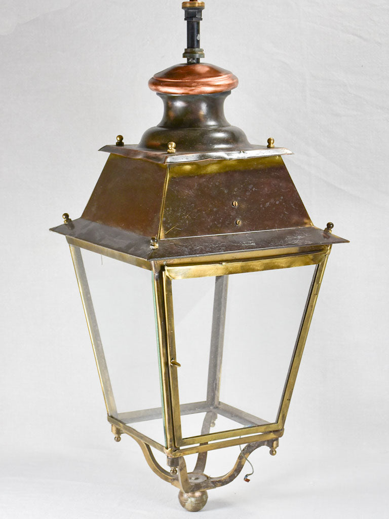 Early-20th-century French lantern - brass and copper - 34¾"
