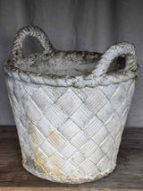 Large antique French garden planter in the shape of a woven basket