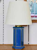 Pair of vintage Italian table lamps with hexagonal blue base