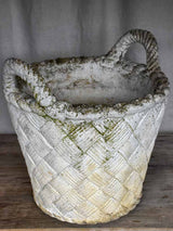 Large antique French garden planter in the shape of a woven basket