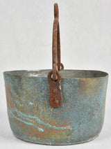Medium copper pot with blue patina - late 19th century 9½"