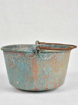 Antique French copper pot with blue patina - late 19th century 11½"