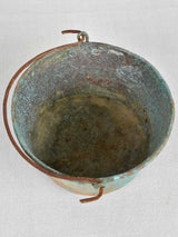 Antique French copper pot with blue patina - late 19th century 11½"