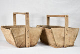 Collection of five French wooden harvest baskets