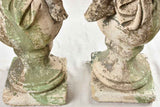 Pair of vintage French garden statues - angels playing flute & mandolin - 38½"