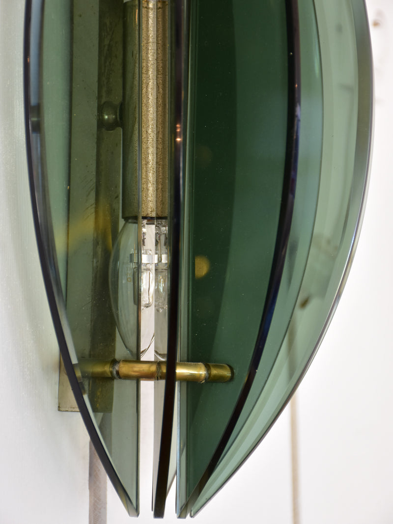 Pair of green / grey vintage Italian glass wall sconces