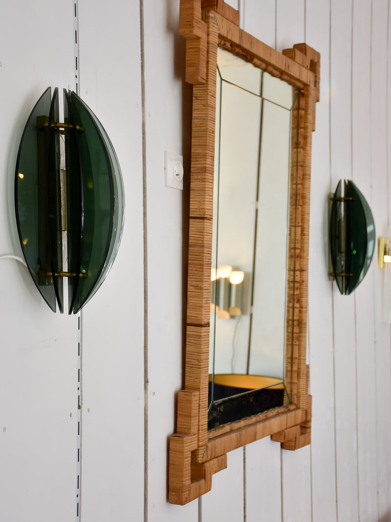 Pair of green / grey vintage Italian glass wall sconces