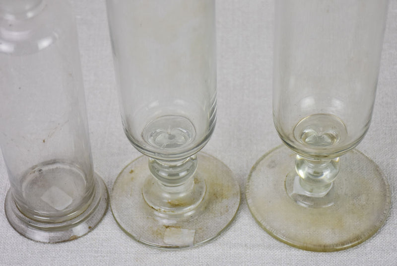 Three blown glass flasks from a pharmacy - 19th century