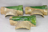 Three green-glazed clay roof gutter elements 12½"