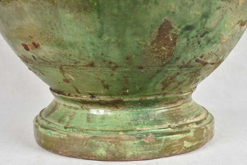 19th century olive jar from Tournac with green glaze 25¼"