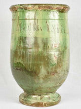 19th century olive jar from Tournac with green glaze 25¼"
