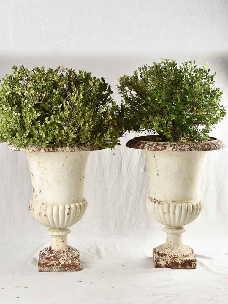 Weathered White Patina Decorative Vases