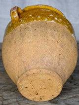 Antique French confit pot with orange glaze 8¼"