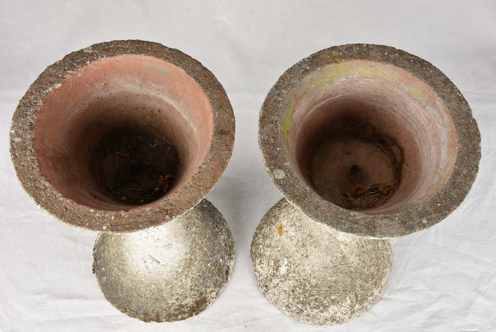 Pair of vintage diabolo spindle planters 25¼"