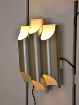 Pair of vintage brushed aluminium wall sconces