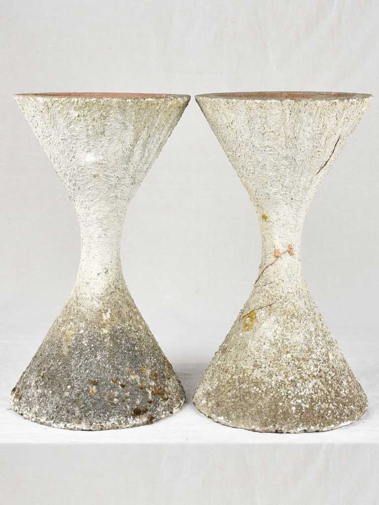 Pair of vintage diabolo spindle planters 25¼"