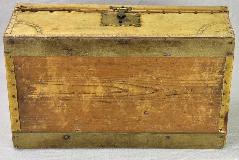 19th century French document trunk covered in parchment 15¾"