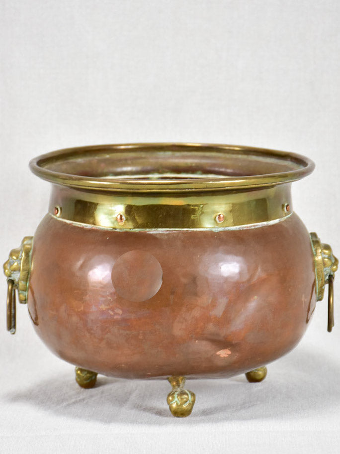 Rustic Copper Cachepot with Decorative Handles