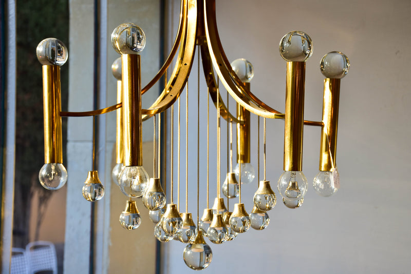 Brass and crystal Sciolari chandelier