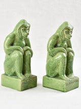 Pair of green monkey bookends from Vallauris 8¾"