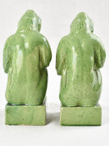 Pair of green monkey bookends from Vallauris 8¾"