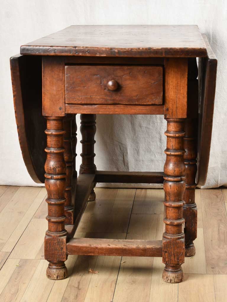 Time-worn French Gate-Leg Walnut Table