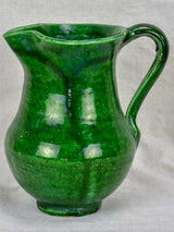 Antique French water pitcher with green glaze