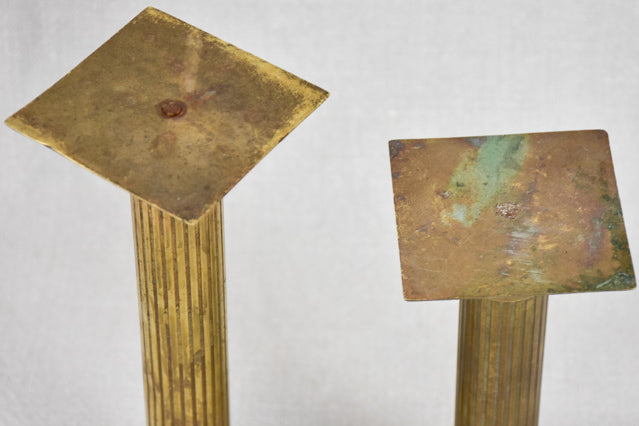 Small brass display pedestals pair