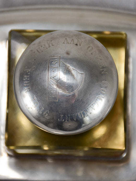 Elegant antique inkwell in crystal and silver
