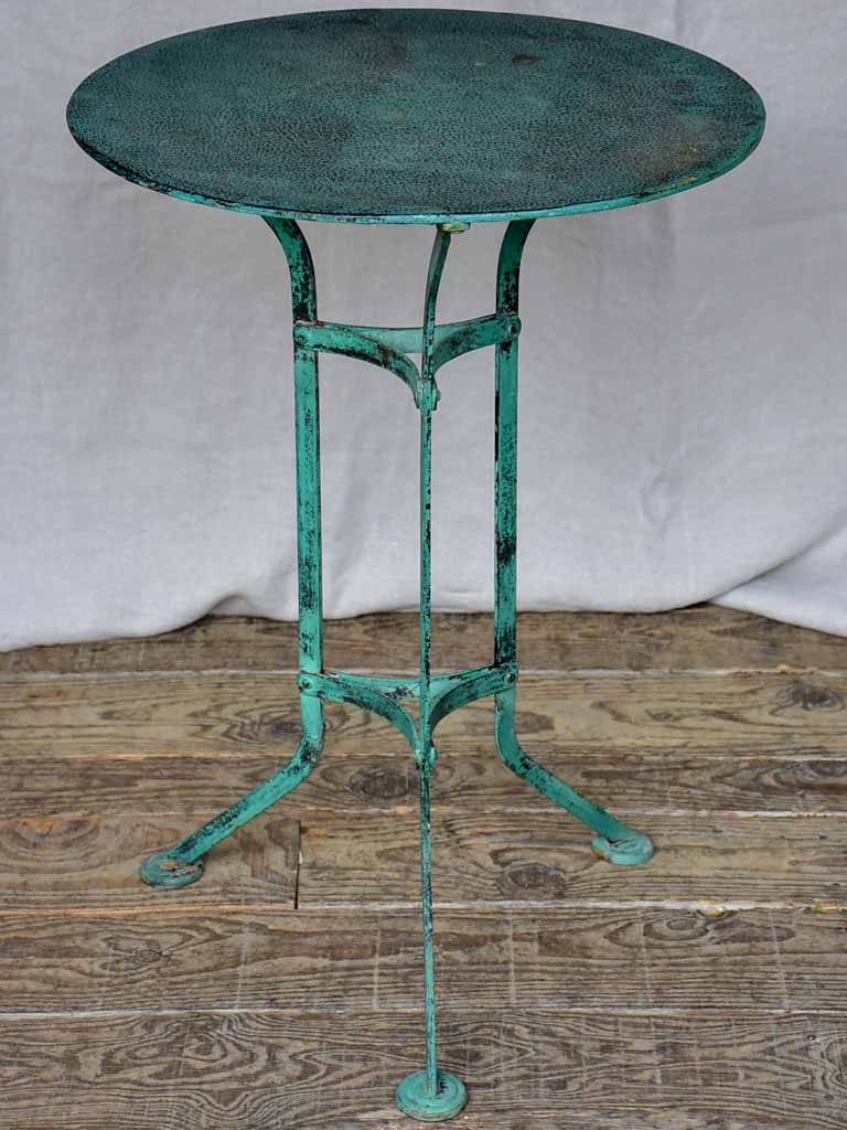 Small early 20th Century French garden table with blue patina