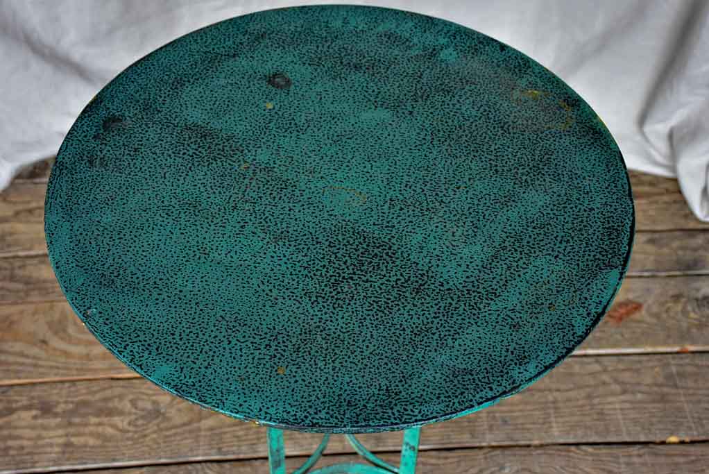 Small early 20th Century French garden table with blue patina