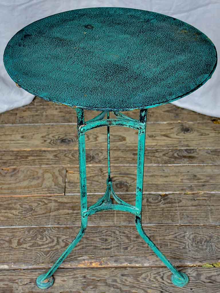 Small early 20th Century French garden table with blue patina