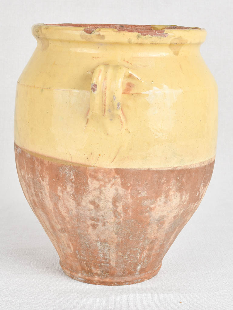 Very large confit pot with pale yellow glaze 12¼"